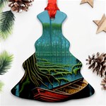 Boat Canoe Swamp Bayou Roots Moss Log Nature Scene Landscape Water Lake Setting Abandoned Rowboat Fi Ornament (Christmas Tree)  Front