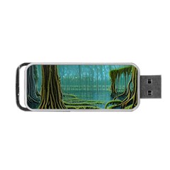 Boat Canoe Swamp Bayou Roots Moss Log Nature Scene Landscape Water Lake Setting Abandoned Rowboat Fi Portable Usb Flash (one Side) by Posterlux