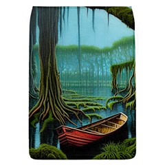 Boat Canoe Swamp Bayou Roots Moss Log Nature Scene Landscape Water Lake Setting Abandoned Rowboat Fi Removable Flap Cover (l) by Posterlux