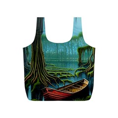 Boat Canoe Swamp Bayou Roots Moss Log Nature Scene Landscape Water Lake Setting Abandoned Rowboat Fi Full Print Recycle Bag (s) by Posterlux