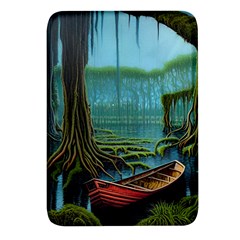 Boat Canoe Swamp Bayou Roots Moss Log Nature Scene Landscape Water Lake Setting Abandoned Rowboat Fi Rectangular Glass Fridge Magnet (4 Pack) by Posterlux