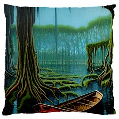 Boat Canoe Swamp Bayou Roots Moss Log Nature Scene Landscape Water Lake Setting Abandoned Rowboat Fi 16  Baby Flannel Cushion Case (two Sides)