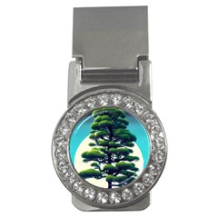 Pine Moon Tree Landscape Nature Scene Stars Setting Night Midnight Full Moon Money Clips (cz)  by Posterlux