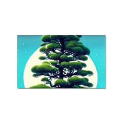 Pine Moon Tree Landscape Nature Scene Stars Setting Night Midnight Full Moon Sticker (rectangular) by Posterlux