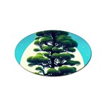 Pine Moon Tree Landscape Nature Scene Stars Setting Night Midnight Full Moon Sticker Oval (10 pack) Front