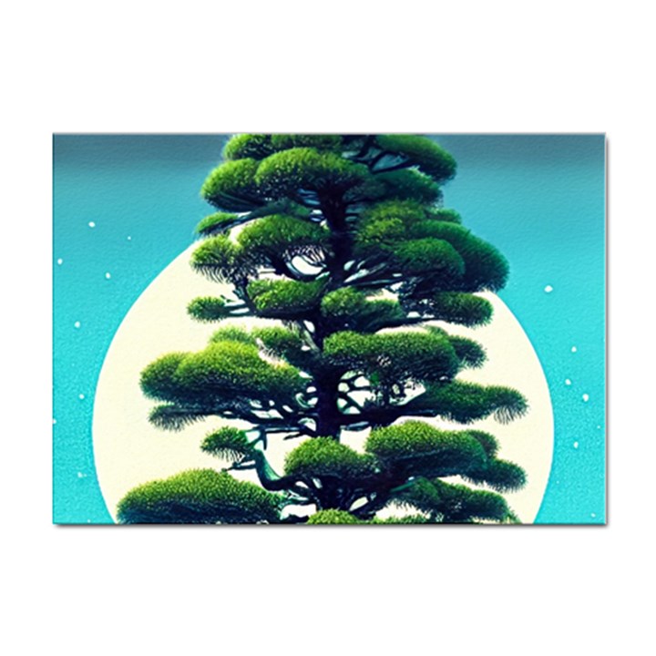 Pine Moon Tree Landscape Nature Scene Stars Setting Night Midnight Full Moon Sticker A4 (10 pack)