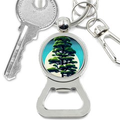 Pine Moon Tree Landscape Nature Scene Stars Setting Night Midnight Full Moon Bottle Opener Key Chain by Posterlux