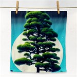 Pine Moon Tree Landscape Nature Scene Stars Setting Night Midnight Full Moon Face Towel Front