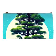 Pine Moon Tree Landscape Nature Scene Stars Setting Night Midnight Full Moon Pencil Case by Posterlux