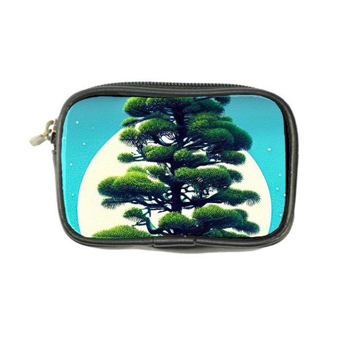 Pine Moon Tree Landscape Nature Scene Stars Setting Night Midnight Full Moon Coin Purse