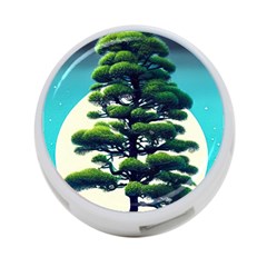 Pine Moon Tree Landscape Nature Scene Stars Setting Night Midnight Full Moon 4-port Usb Hub (two Sides) by Posterlux