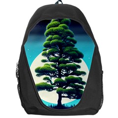 Pine Moon Tree Landscape Nature Scene Stars Setting Night Midnight Full Moon Backpack Bag by Posterlux