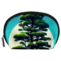 Pine Moon Tree Landscape Nature Scene Stars Setting Night Midnight Full Moon Accessory Pouch (large) by Posterlux