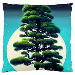 Pine Moon Tree Landscape Nature Scene Stars Setting Night Midnight Full Moon Standard Premium Plush Fleece Cushion Case (two Sides) by Posterlux