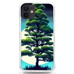 Pine Moon Tree Landscape Nature Scene Stars Setting Night Midnight Full Moon iPhone 12 mini TPU UV Print Case	 Front