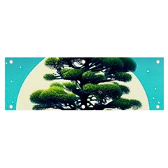 Pine Moon Tree Landscape Nature Scene Stars Setting Night Midnight Full Moon Banner And Sign 6  X 2  by Posterlux