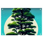 Pine Moon Tree Landscape Nature Scene Stars Setting Night Midnight Full Moon Banner and Sign 6  x 4  Front