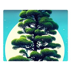 Pine Moon Tree Landscape Nature Scene Stars Setting Night Midnight Full Moon Premium Plush Fleece Blanket (large) by Posterlux