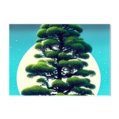 Pine Moon Tree Landscape Nature Scene Stars Setting Night Midnight Full Moon Crystal Sticker (a4) by Posterlux