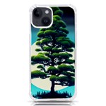 Pine Moon Tree Landscape Nature Scene Stars Setting Night Midnight Full Moon iPhone 14 TPU UV Print Case Front