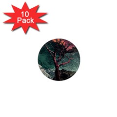 Night Sky Nature Tree Night Landscape Forest Galaxy Fantasy Dark Sky Planet 1  Mini Magnet (10 Pack) 