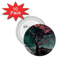 Night Sky Nature Tree Night Landscape Forest Galaxy Fantasy Dark Sky Planet 1 75  Buttons (10 Pack) by Posterlux