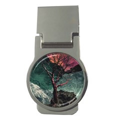 Night Sky Nature Tree Night Landscape Forest Galaxy Fantasy Dark Sky Planet Money Clips (round) 