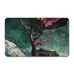 Night Sky Nature Tree Night Landscape Forest Galaxy Fantasy Dark Sky Planet Magnet (rectangular) by Posterlux