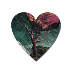 Night Sky Nature Tree Night Landscape Forest Galaxy Fantasy Dark Sky Planet Heart Magnet