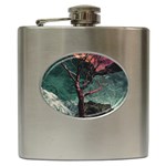 Night Sky Nature Tree Night Landscape Forest Galaxy Fantasy Dark Sky Planet Hip Flask (6 oz) Front