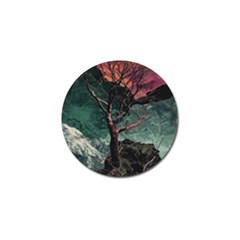 Night Sky Nature Tree Night Landscape Forest Galaxy Fantasy Dark Sky Planet Golf Ball Marker by Posterlux