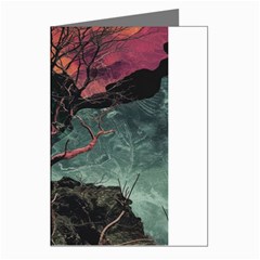 Night Sky Nature Tree Night Landscape Forest Galaxy Fantasy Dark Sky Planet Greeting Cards (pkg Of 8) by Posterlux