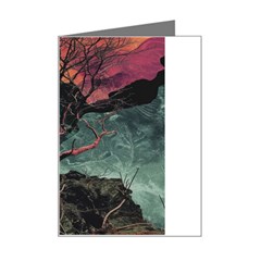 Night Sky Nature Tree Night Landscape Forest Galaxy Fantasy Dark Sky Planet Mini Greeting Card by Posterlux