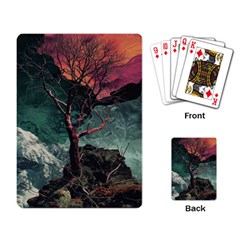 Night Sky Nature Tree Night Landscape Forest Galaxy Fantasy Dark Sky Planet Playing Cards Single Design (rectangle) by Posterlux