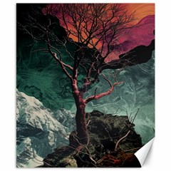 Night Sky Nature Tree Night Landscape Forest Galaxy Fantasy Dark Sky Planet Canvas 8  X 10  by Posterlux