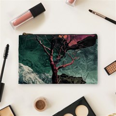 Night Sky Nature Tree Night Landscape Forest Galaxy Fantasy Dark Sky Planet Cosmetic Bag (medium) by Posterlux