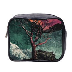 Night Sky Nature Tree Night Landscape Forest Galaxy Fantasy Dark Sky Planet Mini Toiletries Bag (two Sides)