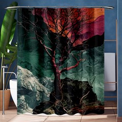 Night Sky Nature Tree Night Landscape Forest Galaxy Fantasy Dark Sky Planet Shower Curtain 60  X 72  (medium) 