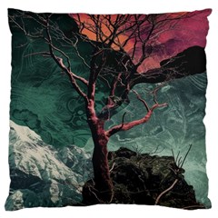 Night Sky Nature Tree Night Landscape Forest Galaxy Fantasy Dark Sky Planet Large Cushion Case (one Side)