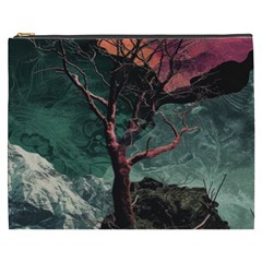 Night Sky Nature Tree Night Landscape Forest Galaxy Fantasy Dark Sky Planet Cosmetic Bag (xxxl)