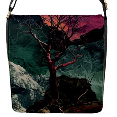 Night Sky Nature Tree Night Landscape Forest Galaxy Fantasy Dark Sky Planet Flap Closure Messenger Bag (s)