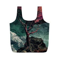 Night Sky Nature Tree Night Landscape Forest Galaxy Fantasy Dark Sky Planet Full Print Recycle Bag (m) by Posterlux