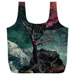 Night Sky Nature Tree Night Landscape Forest Galaxy Fantasy Dark Sky Planet Full Print Recycle Bag (xxl) by Posterlux