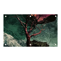 Night Sky Nature Tree Night Landscape Forest Galaxy Fantasy Dark Sky Planet Banner And Sign 5  X 3  by Posterlux