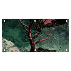 Night Sky Nature Tree Night Landscape Forest Galaxy Fantasy Dark Sky Planet Banner And Sign 6  X 3  by Posterlux