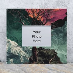 Night Sky Nature Tree Night Landscape Forest Galaxy Fantasy Dark Sky Planet White Wall Photo Frame 5  X 7  by Posterlux