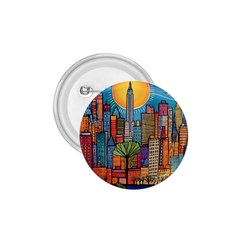 City New York Nyc Skyscraper Skyline Downtown Night Business Urban Travel Landmark Building Architec 1 75  Buttons