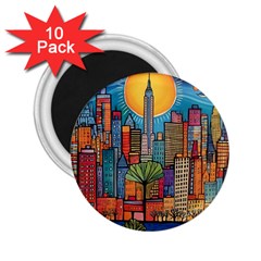 City New York Nyc Skyscraper Skyline Downtown Night Business Urban Travel Landmark Building Architec 2 25  Magnets (10 Pack) 