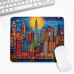 City New York Nyc Skyscraper Skyline Downtown Night Business Urban Travel Landmark Building Architec Large Mousepad by Posterlux