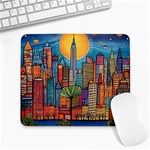 City New York Nyc Skyscraper Skyline Downtown Night Business Urban Travel Landmark Building Architec Large Mousepad Front